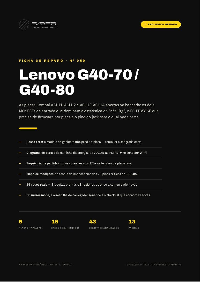 Capa da Ficha de Reparo Nº 050 — Lenovo G40-70 / G40-80
