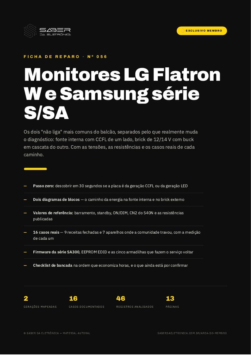 Capa da Ficha de Reparo Nº 056 — Monitores LG Flatron W e Samsung série S/SA