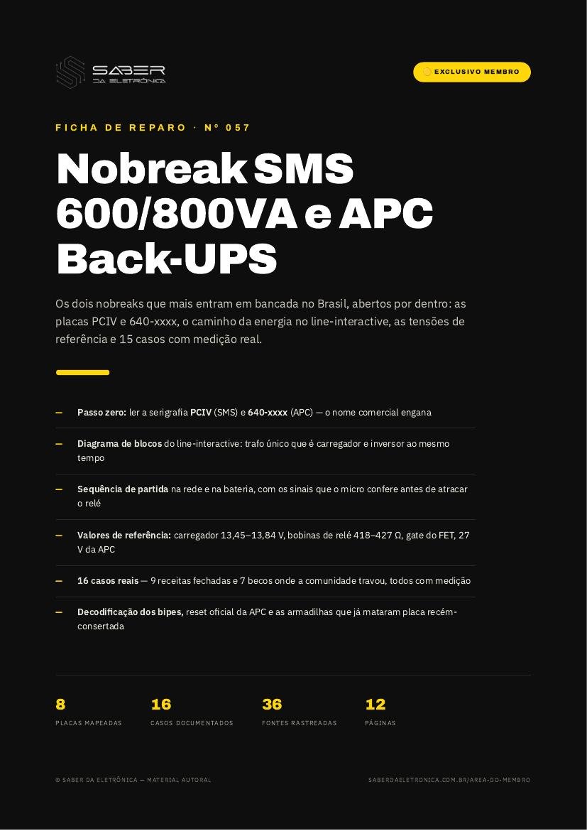 Capa da Ficha de Reparo Nº 057 — Nobreak SMS 600/800VA e APC Back-UPS