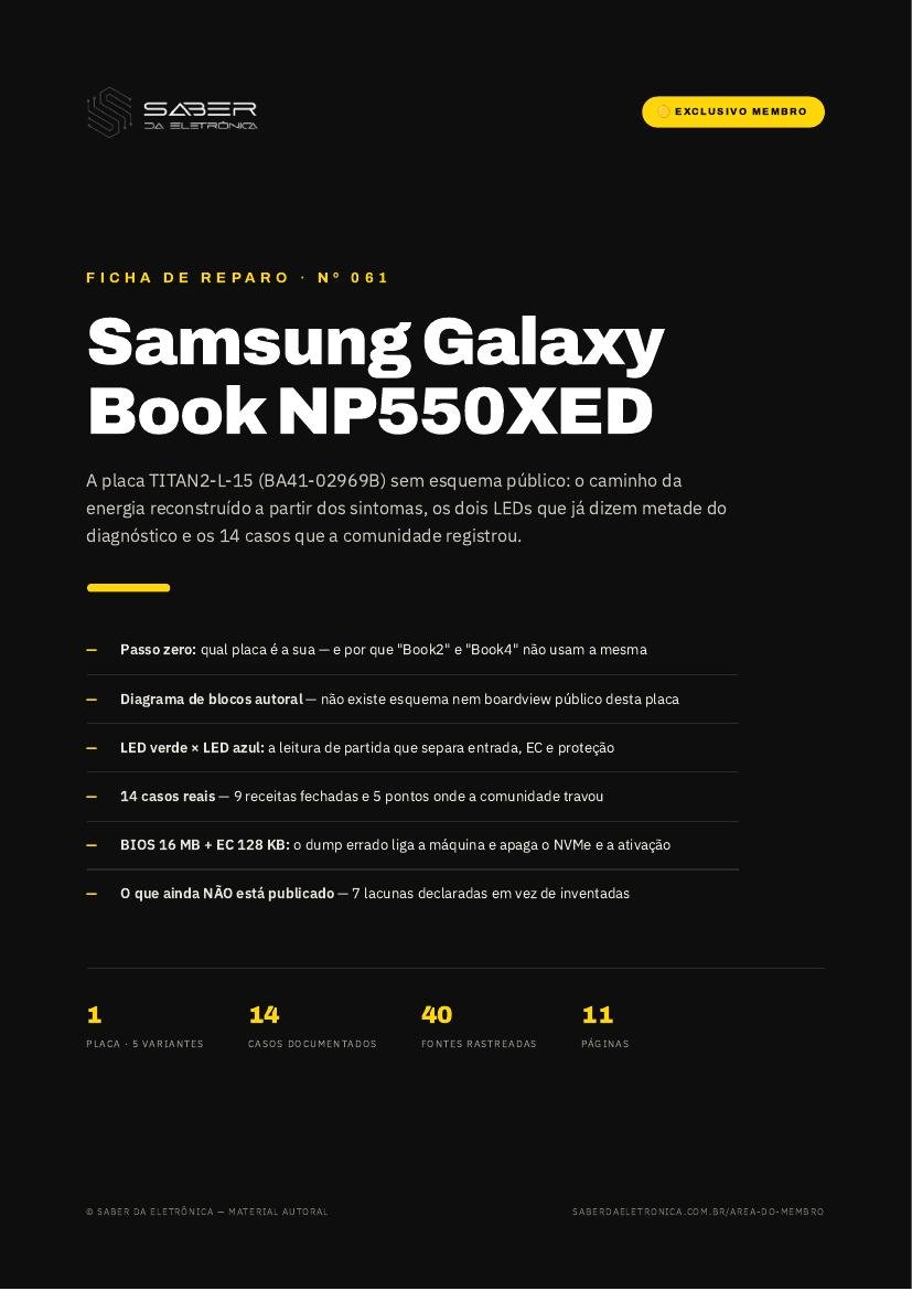 Capa da Ficha de Reparo Nº 061 — Samsung Galaxy Book NP550XED (Book 4)