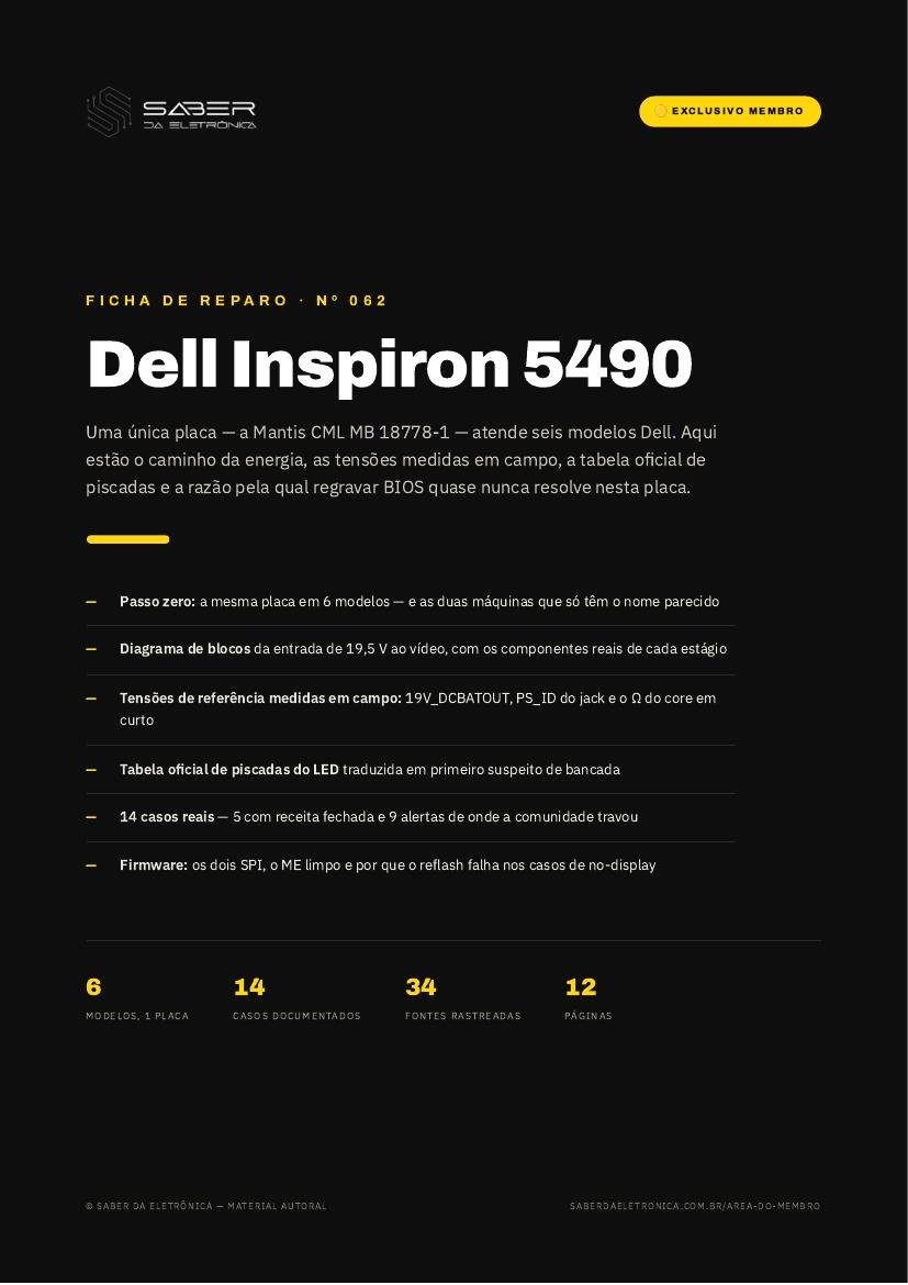 Capa da Ficha de Reparo Nº 062 — Dell Inspiron 5490
