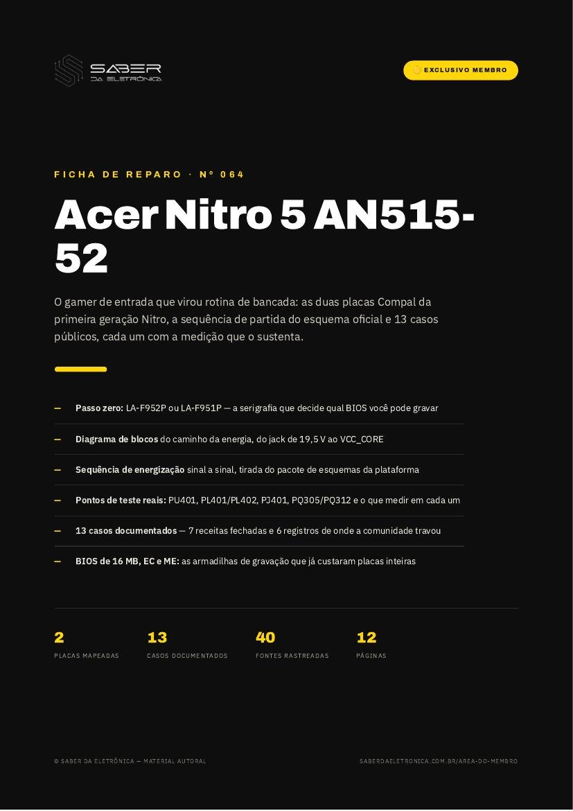 Capa da Ficha de Reparo Nº 064 — Acer Nitro 5 AN515-52 (1ª geração)