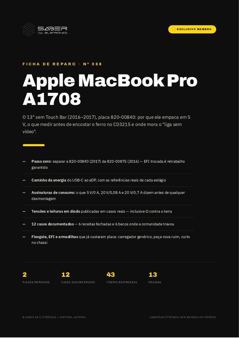 Capa da Ficha de Reparo Nº 068 — Apple MacBook Pro A1708 (2016-2017)