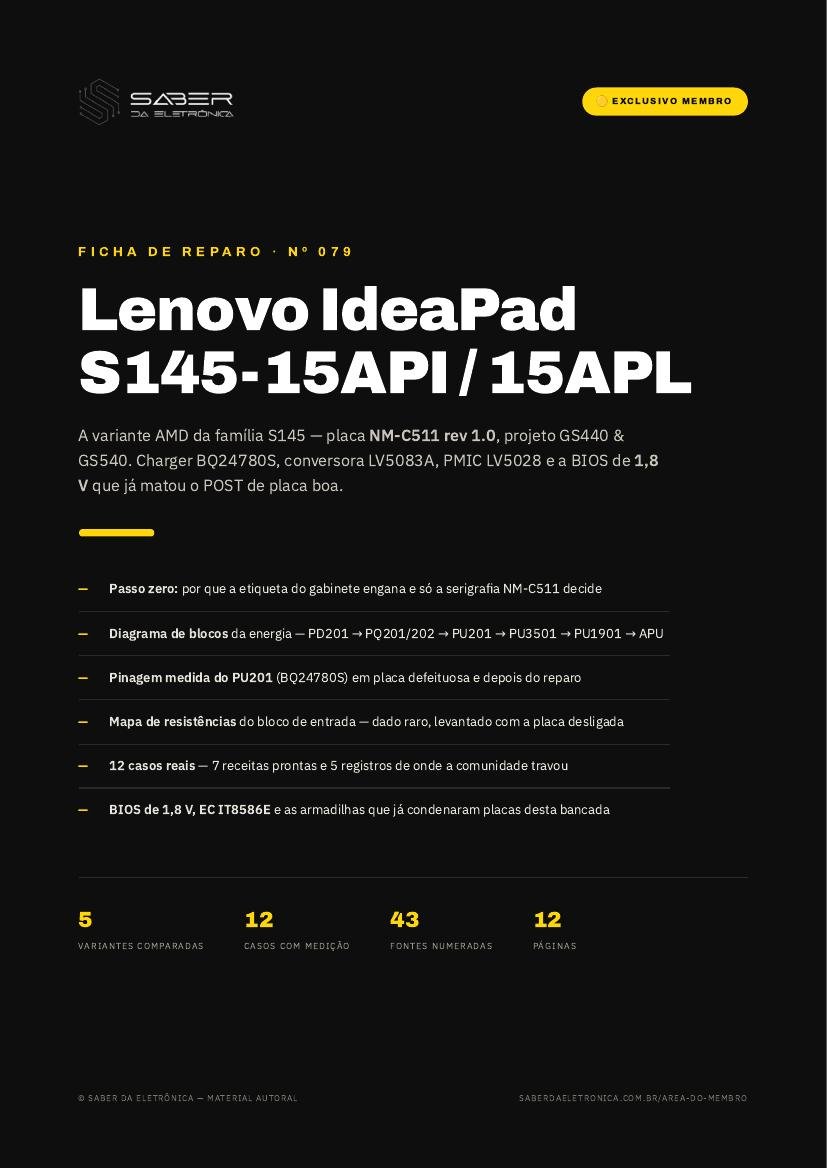 Capa da Ficha de Reparo Nº 079 — Lenovo IdeaPad S145-15API / 15APL (AMD)