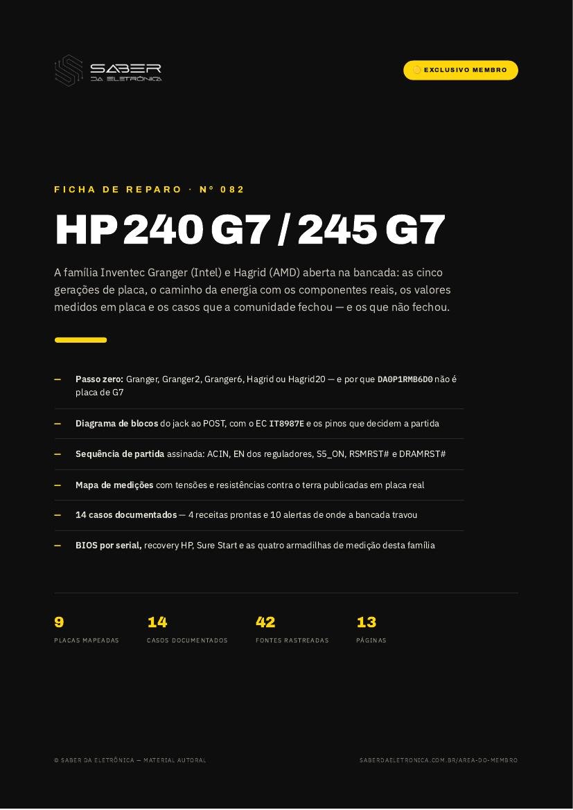 Capa da Ficha de Reparo Nº 082 — HP 240 G7 / 245 G7