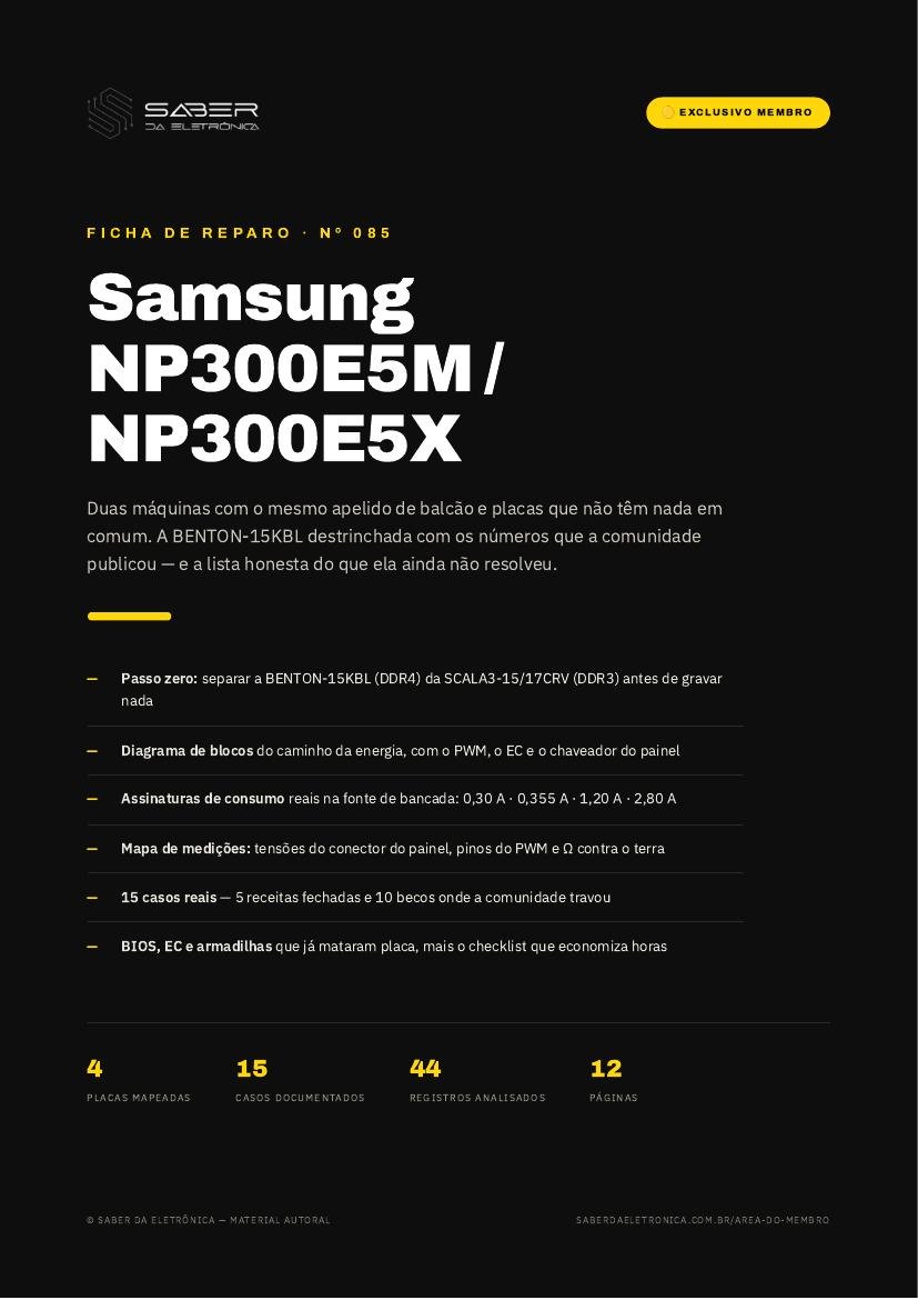 Capa da Ficha de Reparo Nº 085 — Samsung NP300E5M / NP300E5X