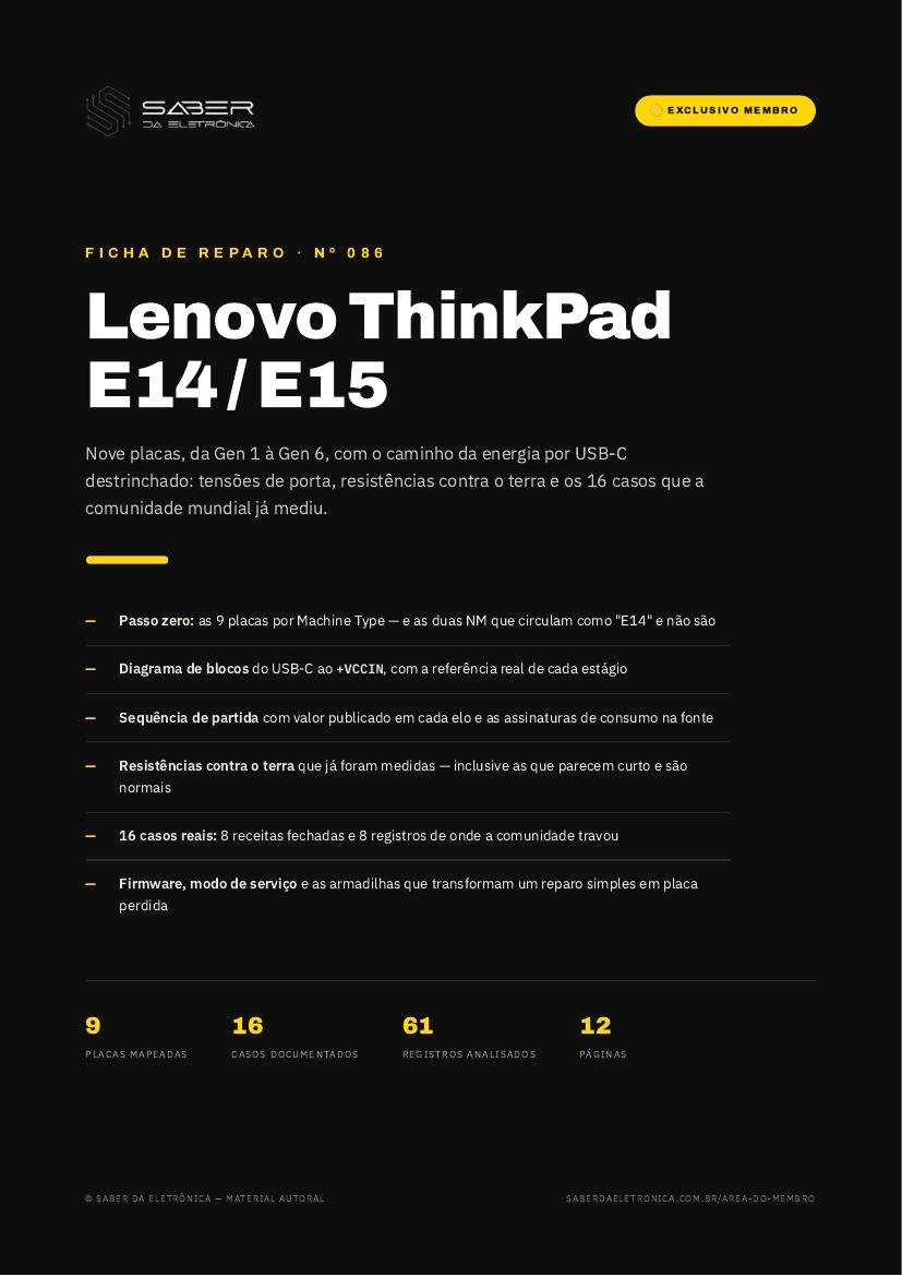 Capa da Ficha de Reparo Nº 086 — Lenovo ThinkPad E14 / E15