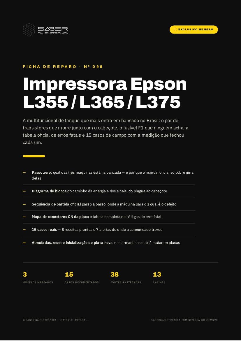 Capa da Ficha de Reparo Nº 099 — Impressora Epson L355 / L365 / L375