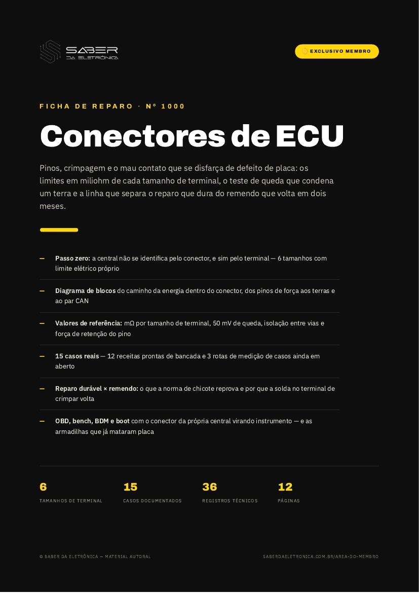 Conectores de ECU — pinos, crimpagem e o mau contato que parece defeito de placa — Ficha de Reparo da placa