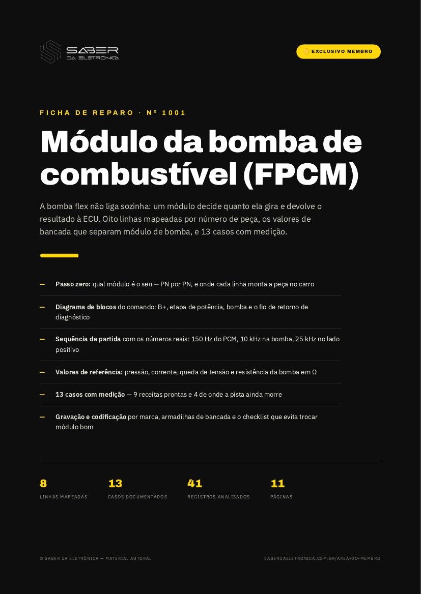 Módulo da bomba de combustível (FPCM) e a bomba flex sob comando — Ficha de Reparo da placa