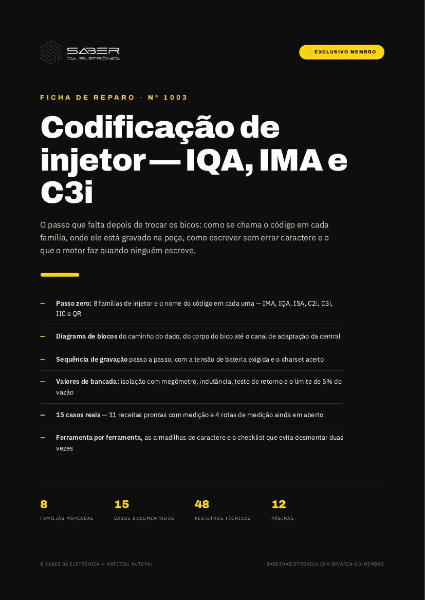 Codificação de injetor (IQA, IMA e C3I) — o passo que falta depois de trocar os bicos — Ficha de Reparo da placa