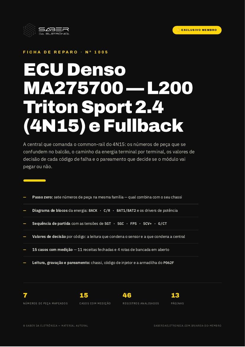 ECU Denso — Mitsubishi L200 Triton Sport 2.4 (4N15) e Fiat Fullback — Ficha de Reparo da placa