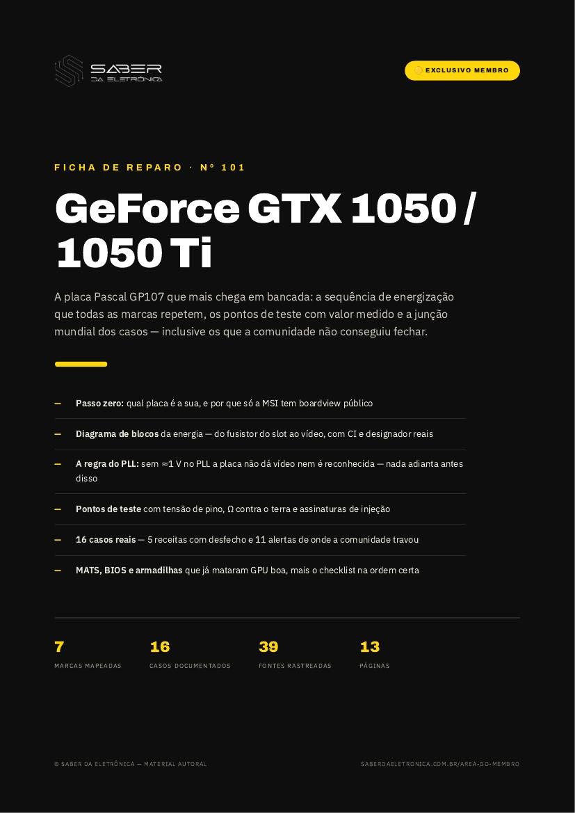 Capa da Ficha de Reparo Nº 101 — GeForce GTX 1050 / 1050 Ti (GPU GP107)