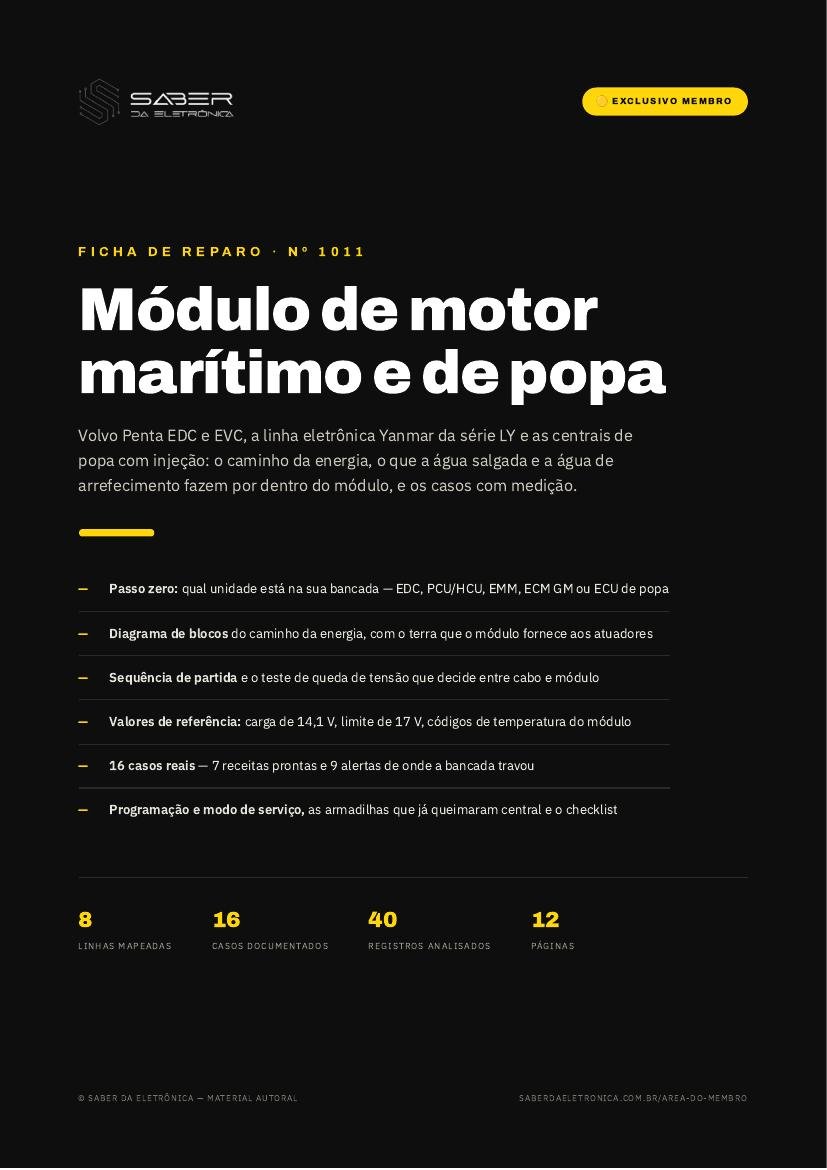 Módulo de motor marítimo e de popa — Volvo Penta, Yanmar e a linha náutica com injeção eletrônica — Ficha de Reparo da placa