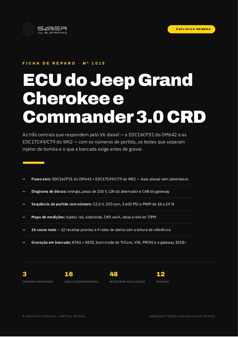 ECU do Jeep Grand Cherokee e Commander 3.0 CRD — V6 diesel na bancada brasileira — Ficha de Reparo da placa