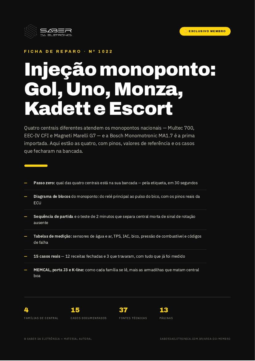 Injeção monoponto: Gol, Uno, Monza, Kadett e Escort (Monomotronic MA1.7 e Rochester Multec 700) — Ficha de Reparo da placa