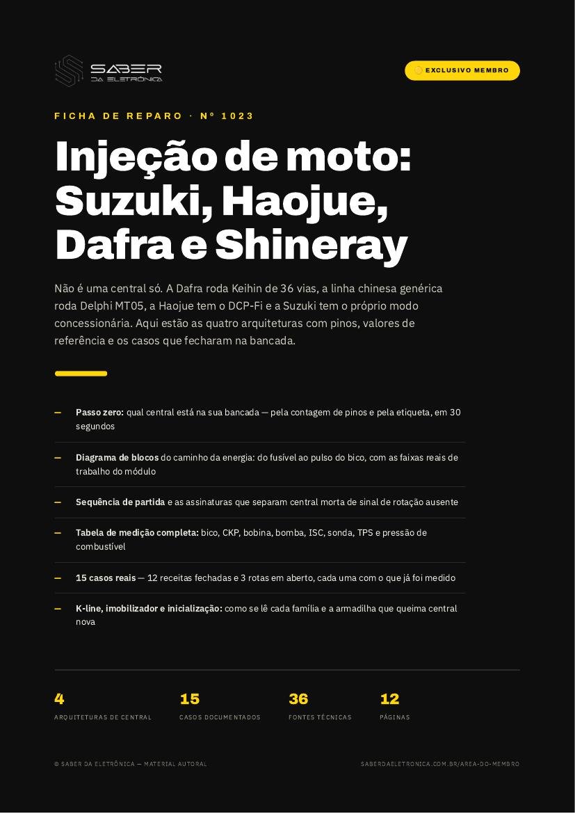 Módulo de injeção de motocicleta Suzuki, Haojue, Dafra e Shineray — linha chinesa nacionalizada — Ficha de Reparo da placa