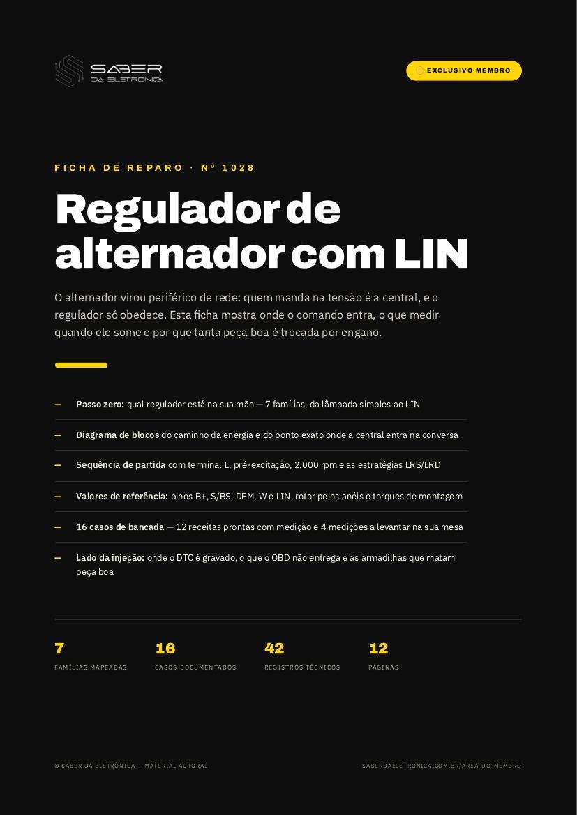Regulador de alternador com LIN e o gerenciamento de carga pela central — Ficha de Reparo da placa