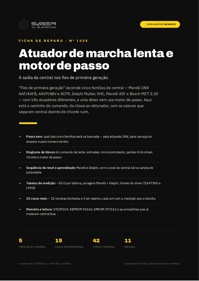 Atuador de marcha lenta e motor de passo — a saída da central nos flex de primeira geração — Ficha de Reparo da placa