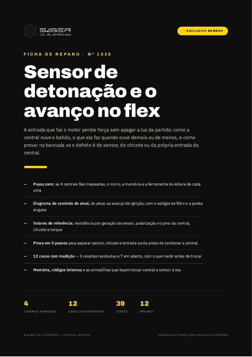 Sensor de detonação e o ajuste de avanço no flex — a entrada que faz o motor perder força — Ficha de Reparo da placa