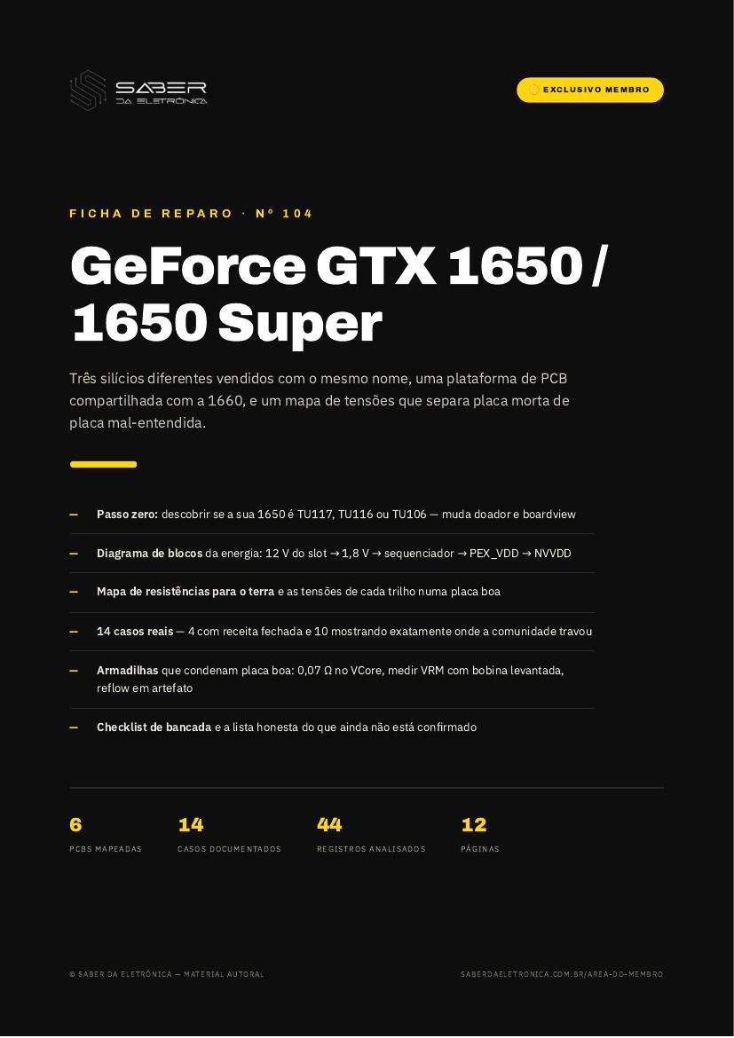 Capa da Ficha de Reparo Nº 104 — GeForce GTX 1650 / 1650 Super (GPU TU117)