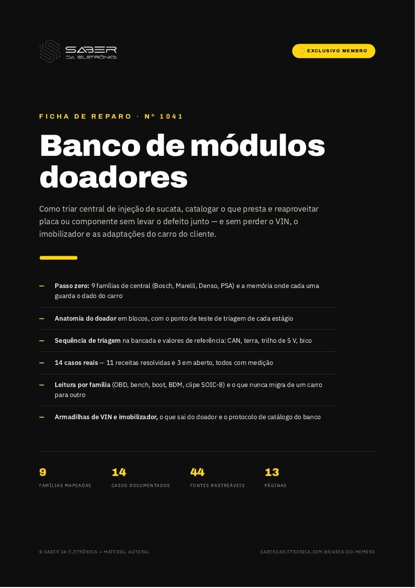 Banco de módulos doadores — triar sucata, catalogar e reaproveitar com segurança — Ficha de Reparo da placa