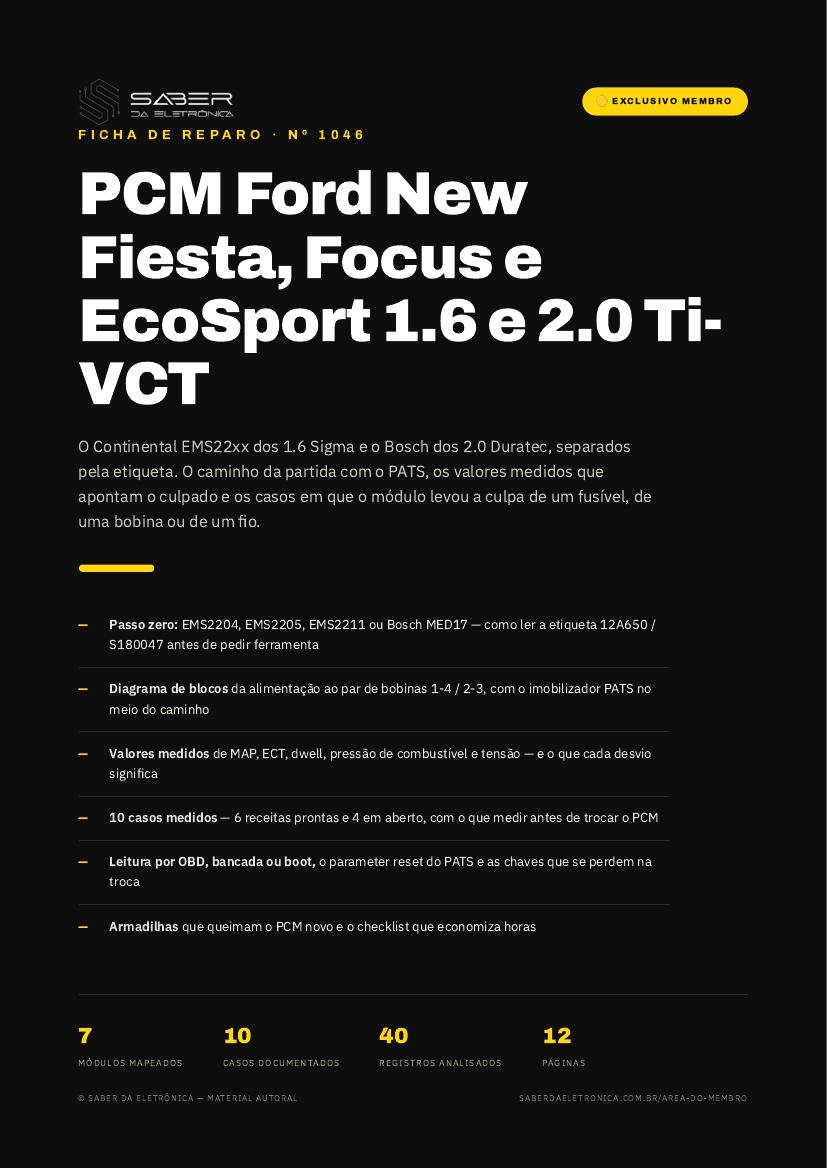 Módulo de injeção Ford New Fiesta, Focus e EcoSport 1.6 e 2.0 Ti-VCT — PCM Siemens/Continental — Ficha de Reparo da placa
