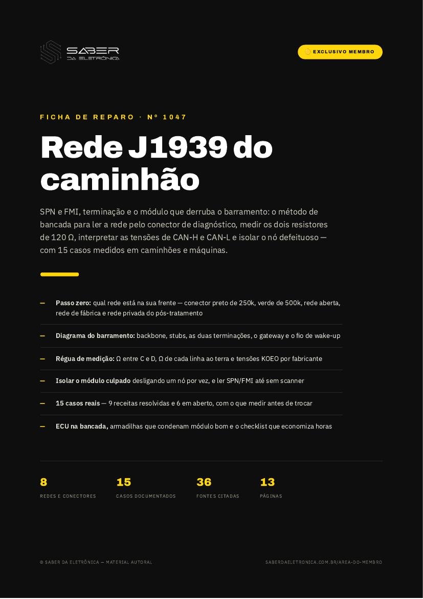 Rede J1939 do caminhão — SPN e FMI, terminação e o módulo que derruba o barramento — Ficha de Reparo da placa