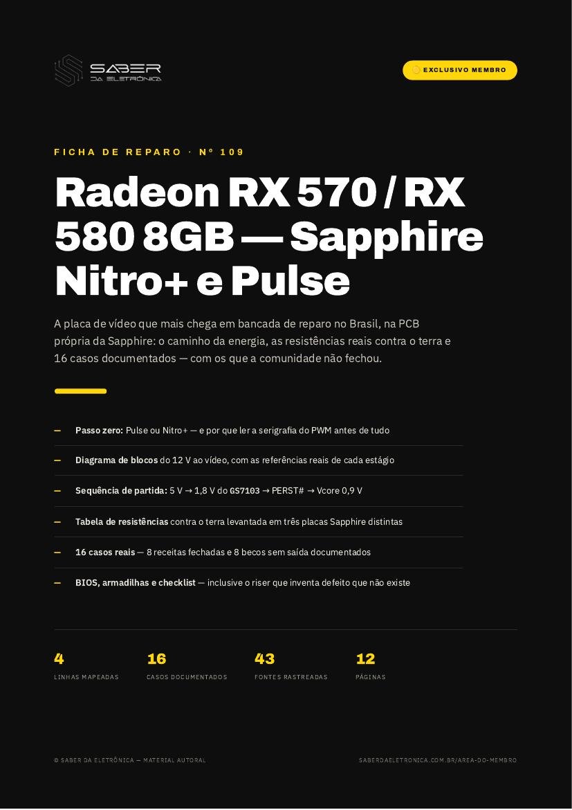 Capa da Ficha de Reparo Nº 109 — Radeon RX 570 / RX 580 8GB — Sapphire Nitro+ e Pulse