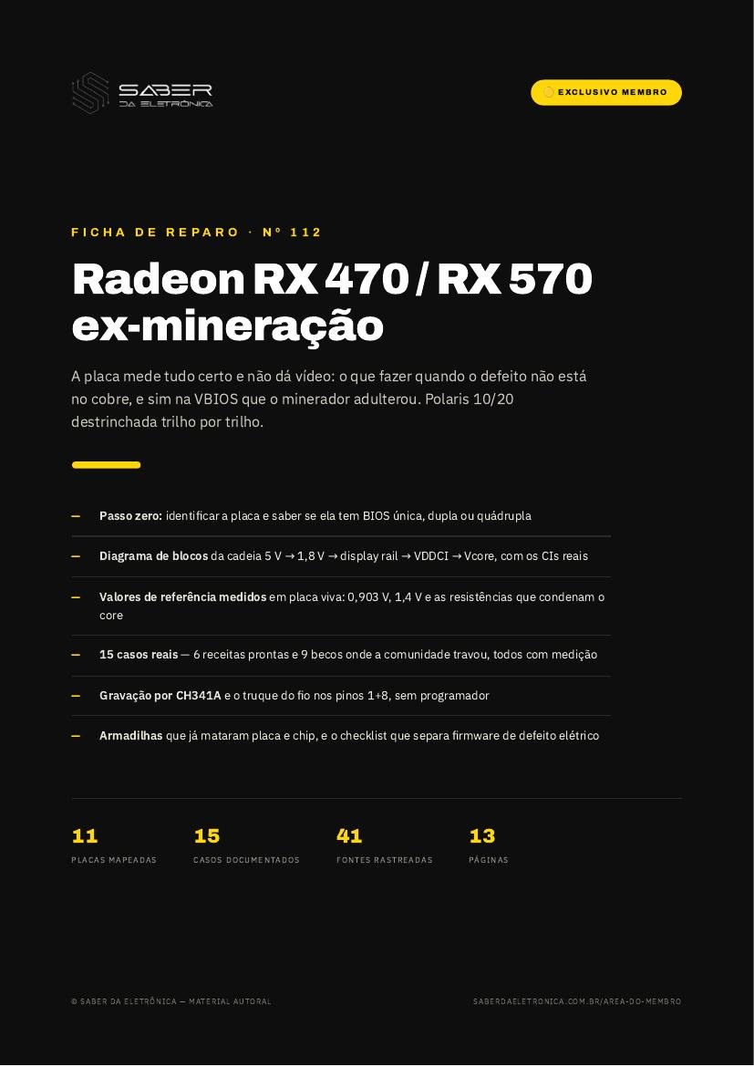 Capa da Ficha de Reparo Nº 112 — Radeon RX 470 / RX 570 ex-mineracao — BIOS corrompida e recuperacao