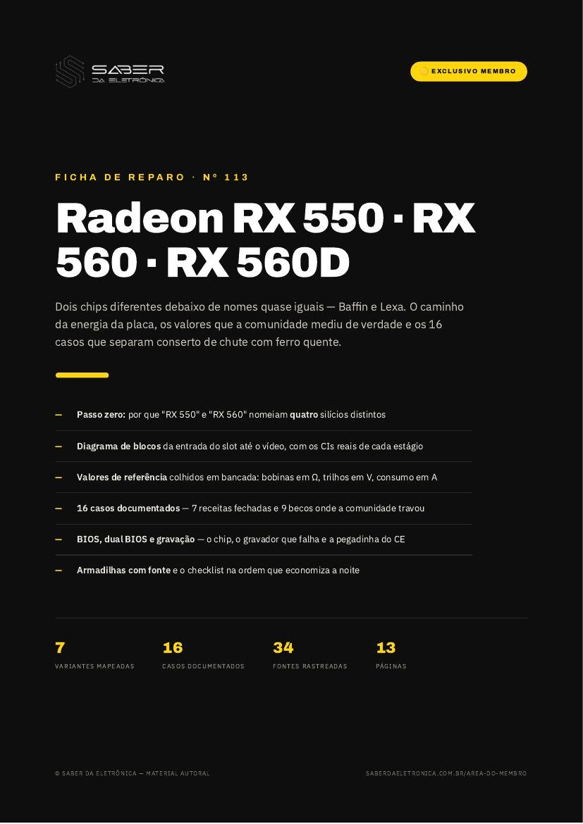 Capa da Ficha de Reparo Nº 113 — Radeon RX 550 / RX 560 / RX 560D (Baffin e Lexa)