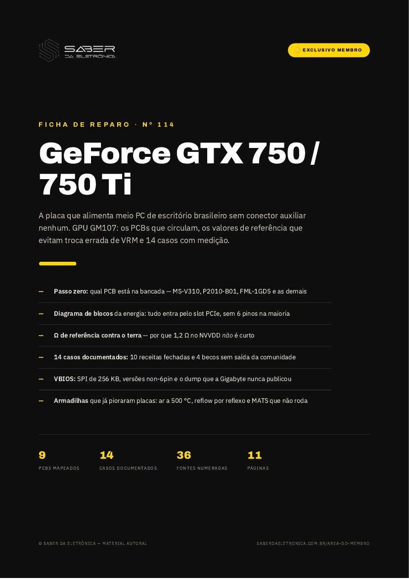 Capa da Ficha de Reparo Nº 114 — GeForce GTX 750 / 750 Ti (GPU GM107)