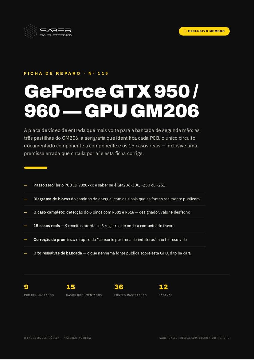 Capa da Ficha de Reparo Nº 115 — GeForce GTX 950 / 960 (GPU GM206)