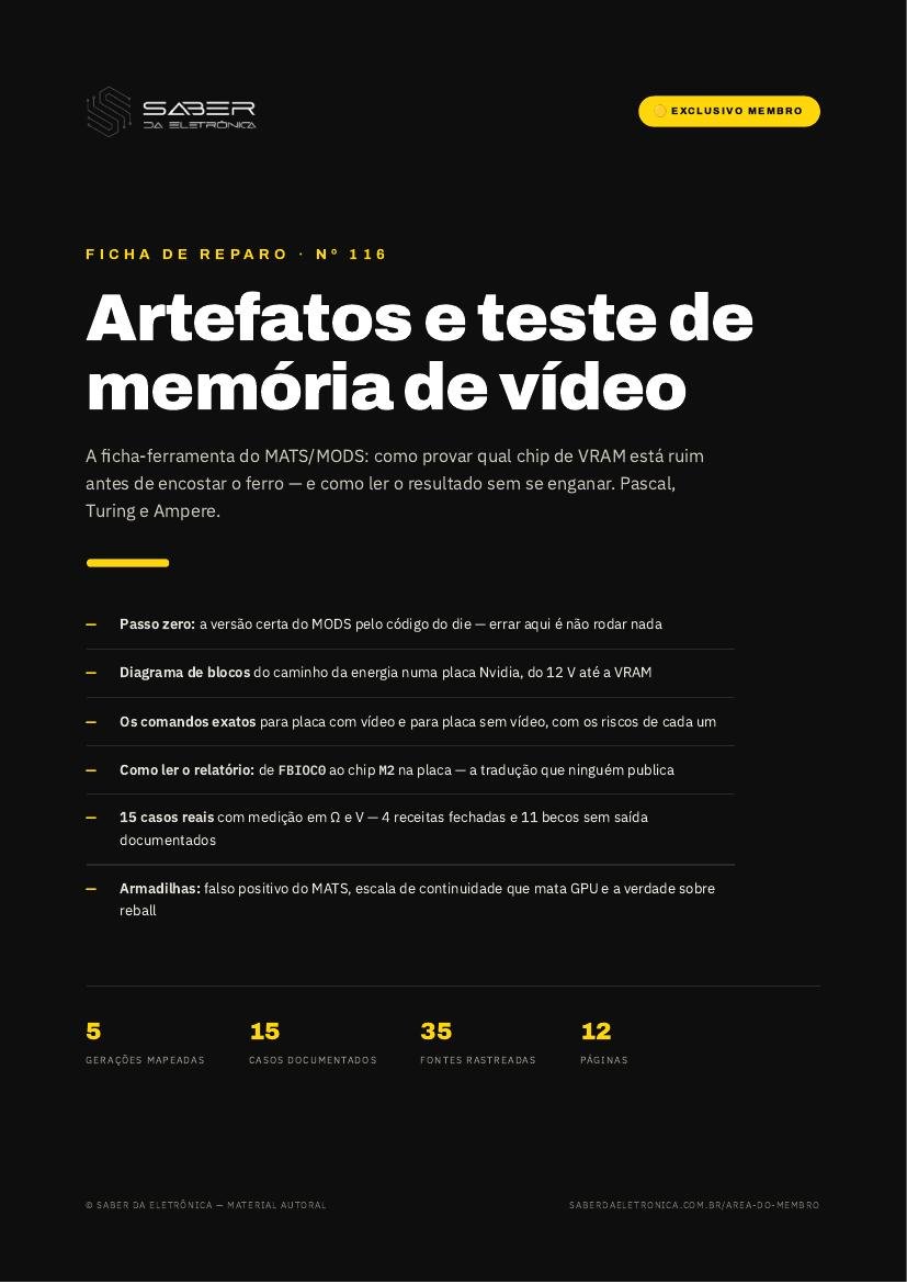 Capa da Ficha de Reparo Nº 116 — Ficha-ferramenta: artefatos e teste de memoria de video (MATS/MODS)