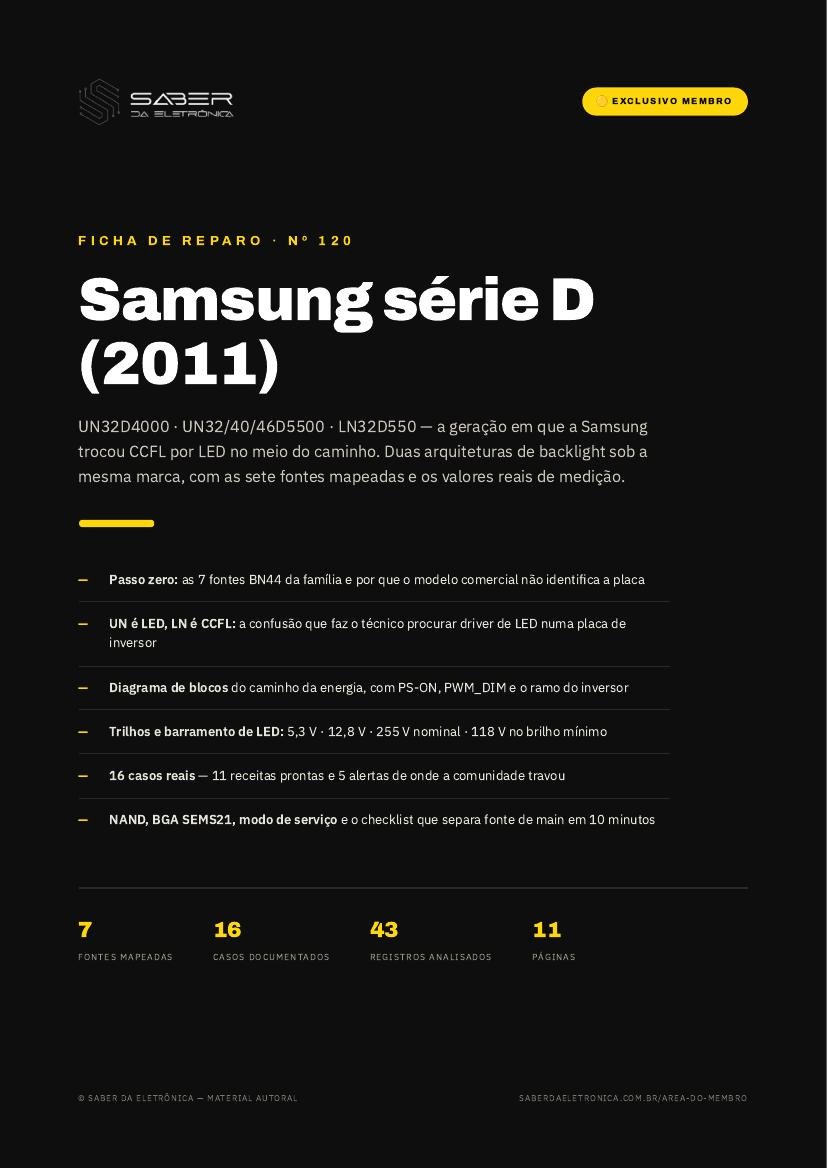 Capa da Ficha de Reparo Nº 120 — Samsung série D (2011) — UN32D4000 / UN32-40-46D5500 / LN32D550