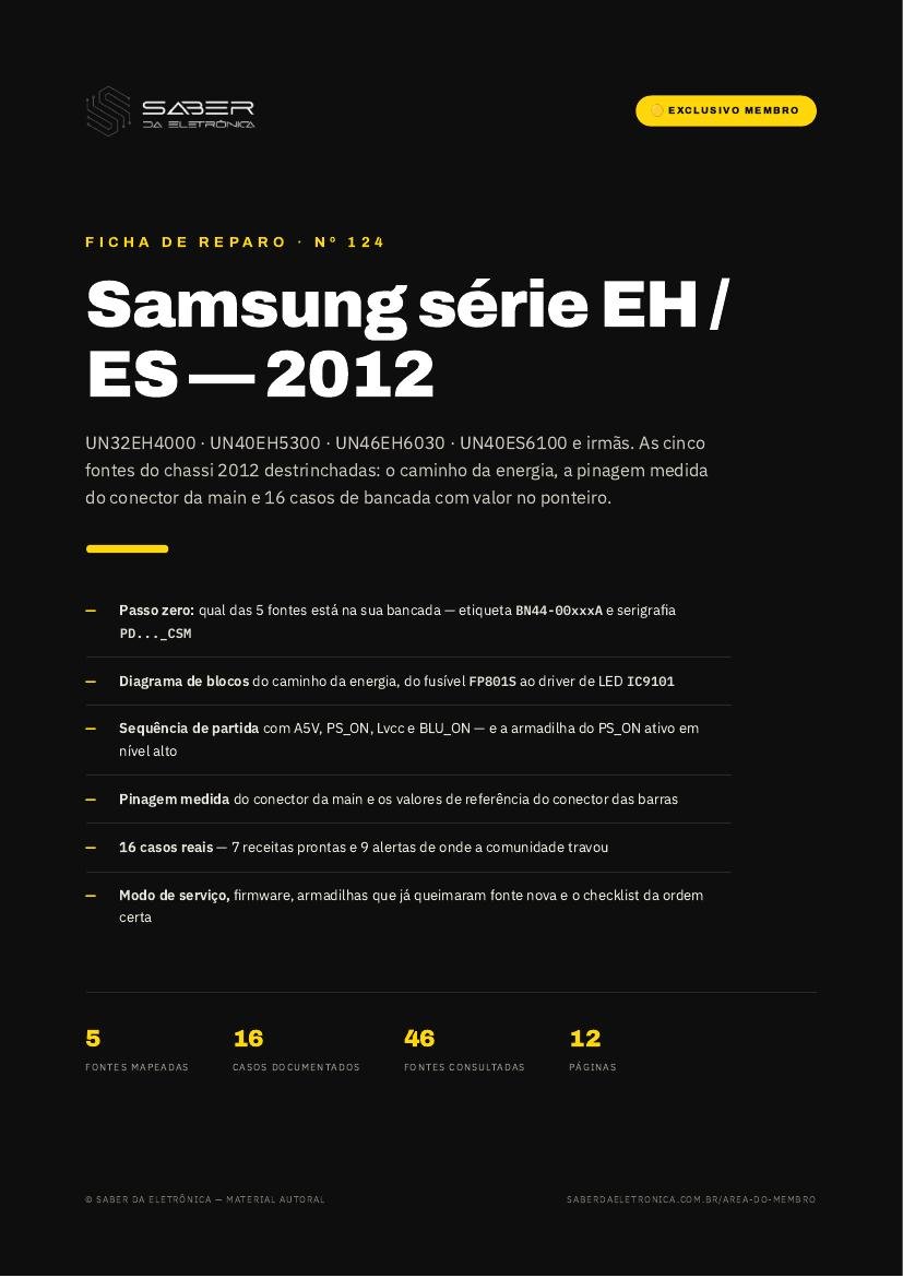Capa da Ficha de Reparo Nº 124 — Samsung série EH / ES (2012) — UN32EH4000 / UN40EH5300 / UN46EH6030 / UN40ES6100