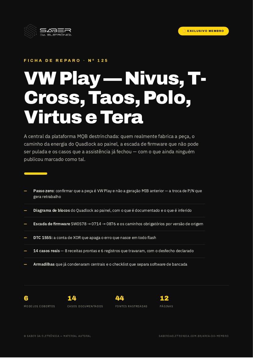 Capa da Ficha de Reparo Nº 125 — VW Play — Nivus, T-Cross, Taos, Polo, Virtus e Tera (plataforma MQB)