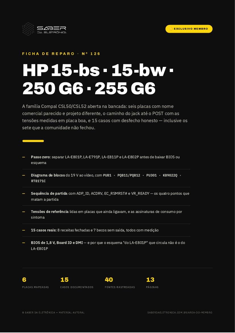 Capa da Ficha de Reparo Nº 126 — HP 15-bs / 15-bw / 250 G6 / 255 G6 (Compal CSL50 · CSL52 LA-E801P · LA-E802P · LA-E791P · LA-E811P)