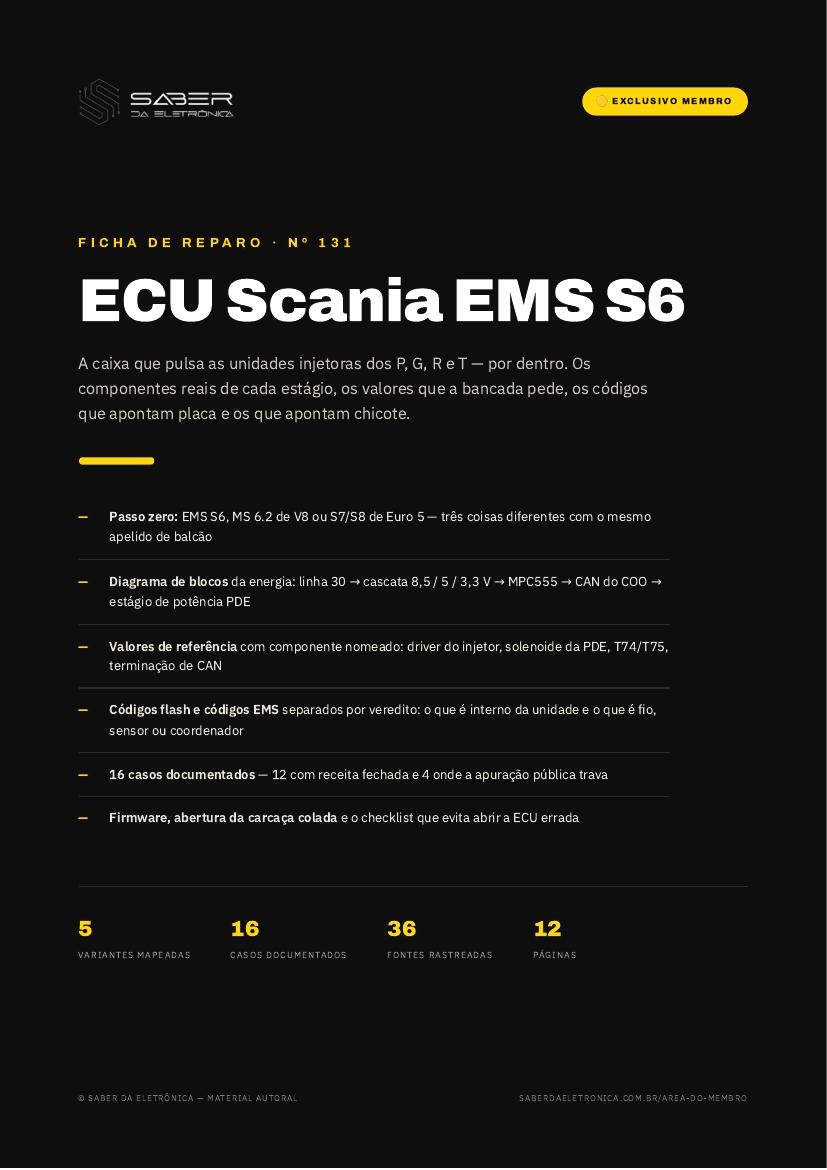 Capa da Ficha de Reparo Nº 131 — ECU Scania EMS S6 (Bosch MS6.2 / MS6.4) — séries P, G, R, T e ônibus K