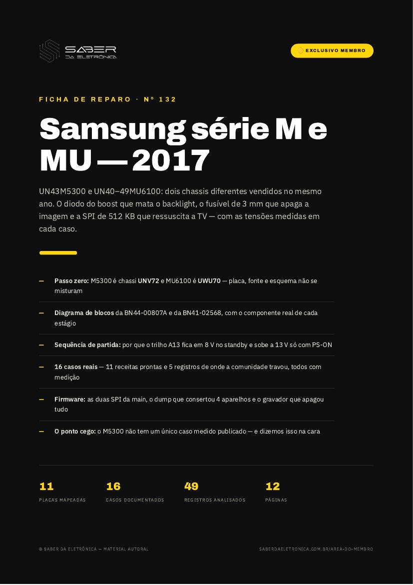 Capa da Ficha de Reparo Nº 132 — Samsung série M / MU (2017) — UN43M5300 / UN40-49MU6100
