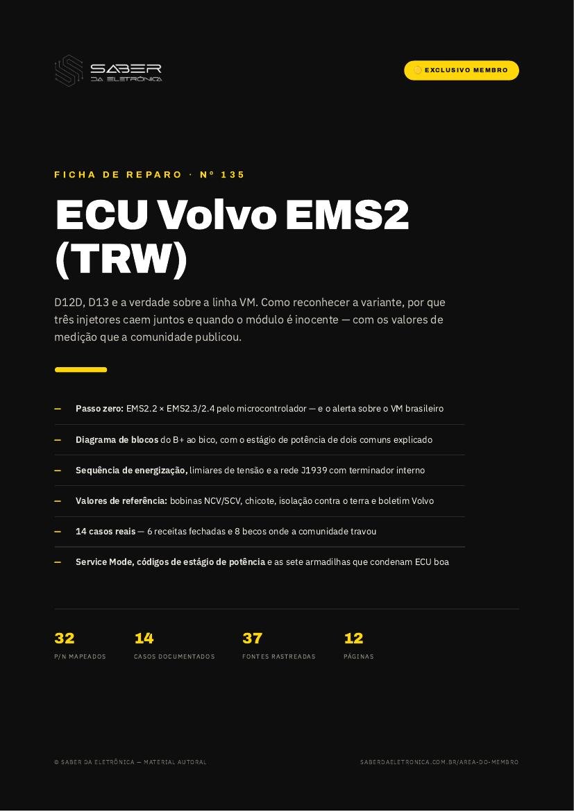 Capa da Ficha de Reparo Nº 135 — ECU Volvo EMS2 (TRW) — D12D, D13 e linha VM