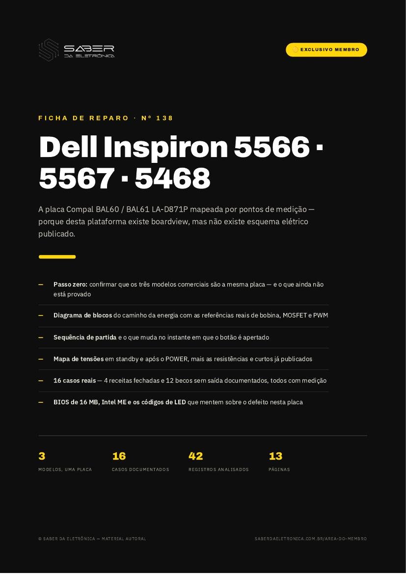 Capa da Ficha de Reparo Nº 138 — Dell Inspiron 15 5566 / 5567 e Inspiron 14 5468 (Compal BAL60 / BAL61 LA-D871P)