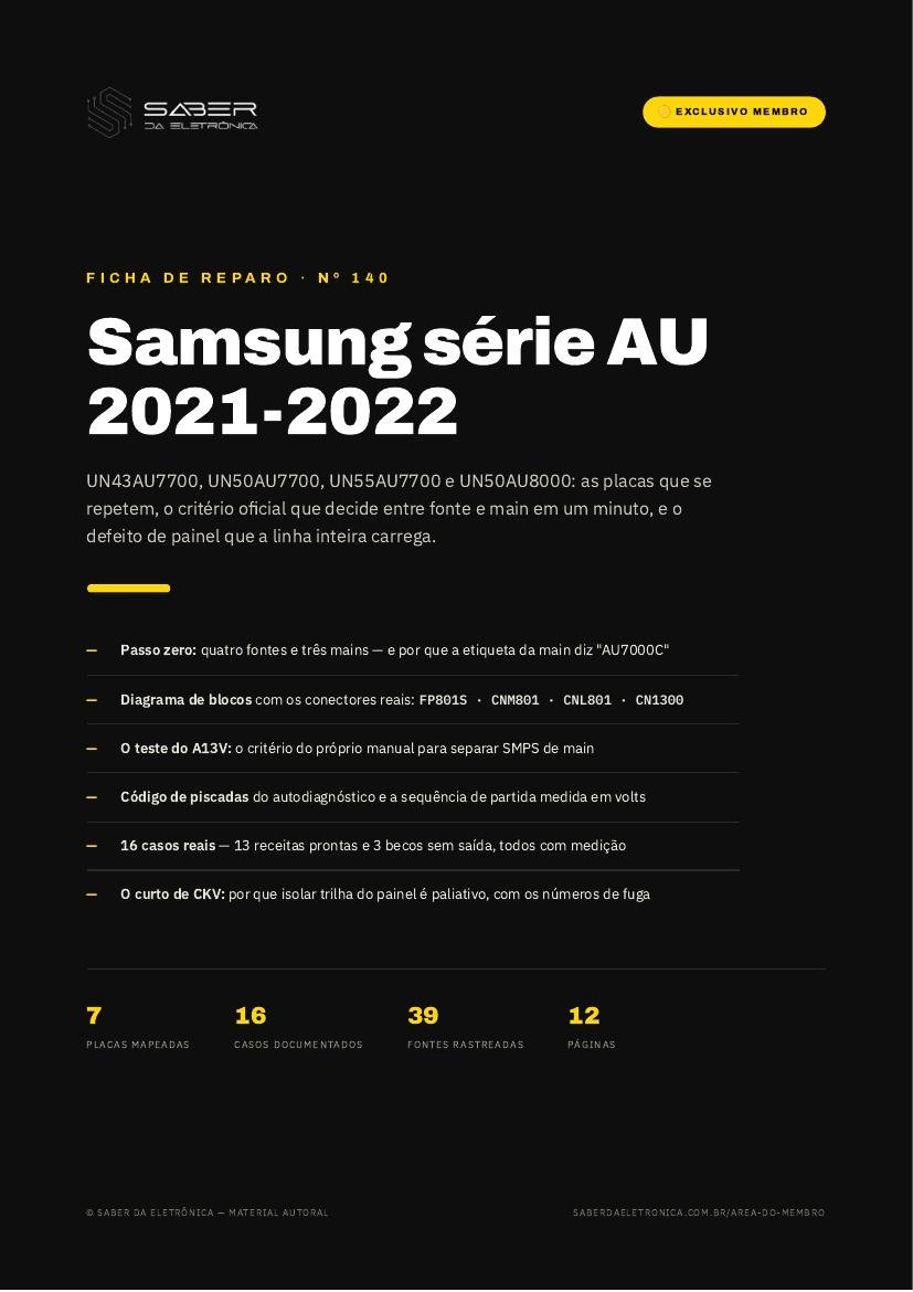 Capa da Ficha de Reparo Nº 140 — Samsung série AU (2021-2022) — UN43AU7700 / UN50AU7700 / UN50AU8000