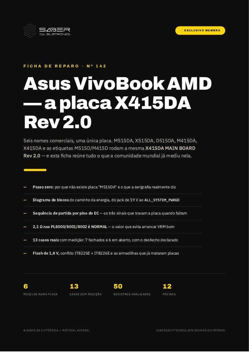 Capa da Ficha de Reparo Nº 142 — Asus VivoBook AMD — M515DA / X515DA / X509DA / M415DA / X415DA / D515DA