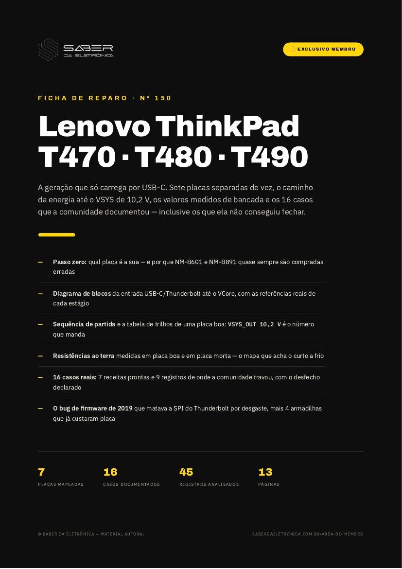Capa da Ficha de Reparo Nº 150 — Lenovo ThinkPad T470 / T480 / T490 (NM-A931 · NM-B501 · NM-B901)