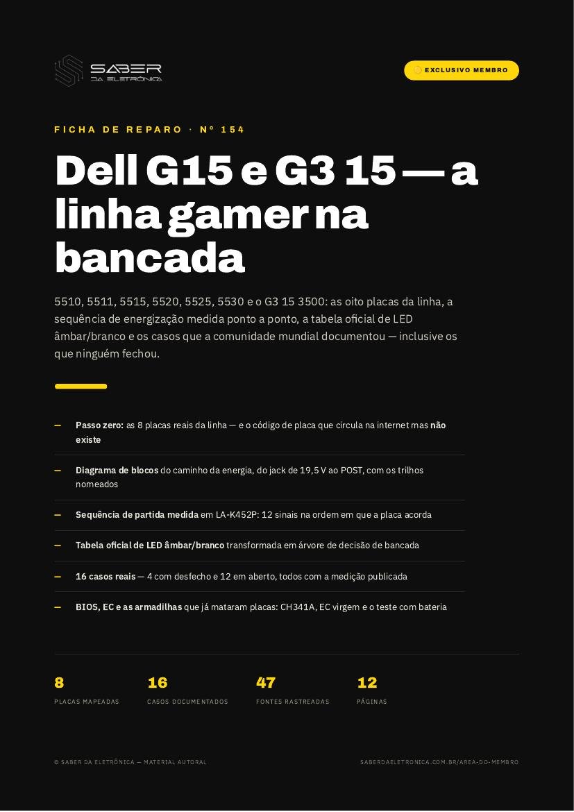 Capa da Ficha de Reparo Nº 154 — Dell G15 5510 / 5511 / 5515 / 5520 / 5525 / 5530 e G3 15 3500 (Compal LA-K662P · LA-K452P · LA-L655P · LA-M531P · Wistron 19795-1)