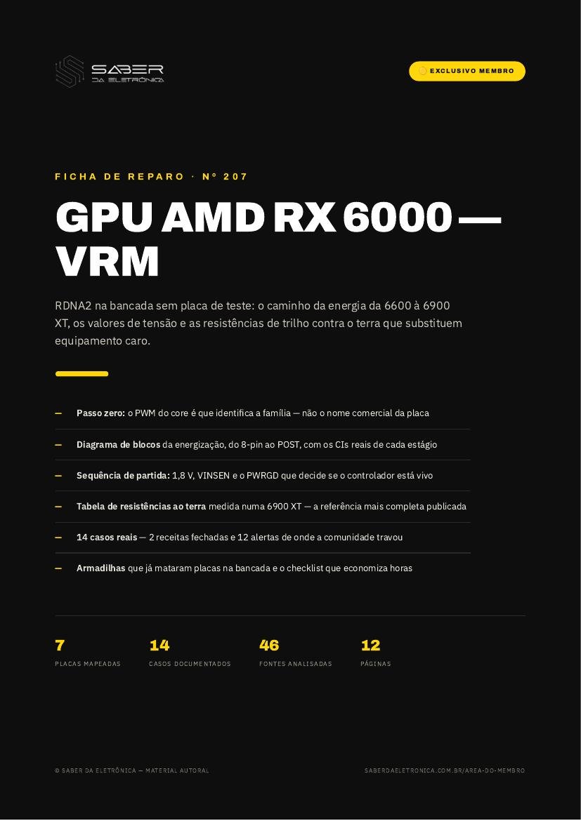 Capa da Ficha de Reparo Nº 207 — GPU AMD RX 6000 — VRM e o diagnóstico sem placa de teste