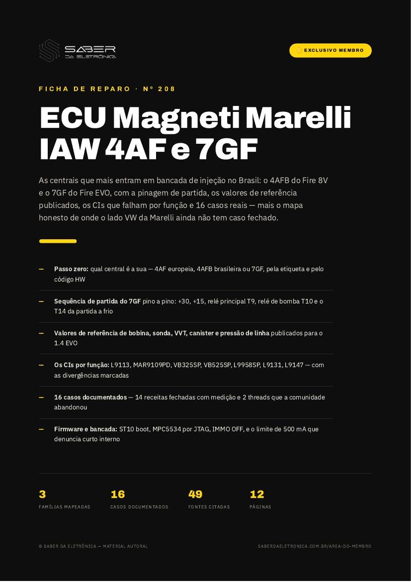 Capa da Ficha de Reparo Nº 208 — ECU Magneti Marelli IAW 4AF e 7GF — VW e Fiat