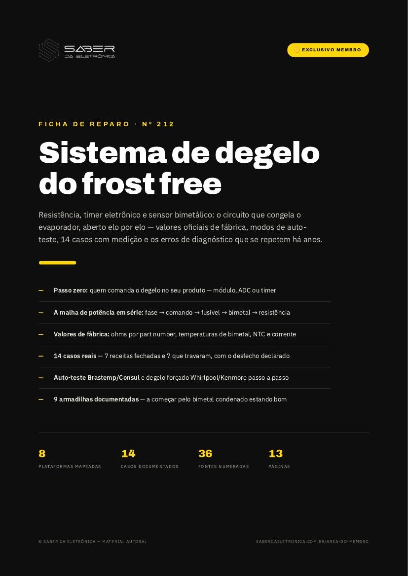 Capa da Ficha de Reparo Nº 212 — Sistema de degelo — resistência, timer eletrônico e sensor bimetálico