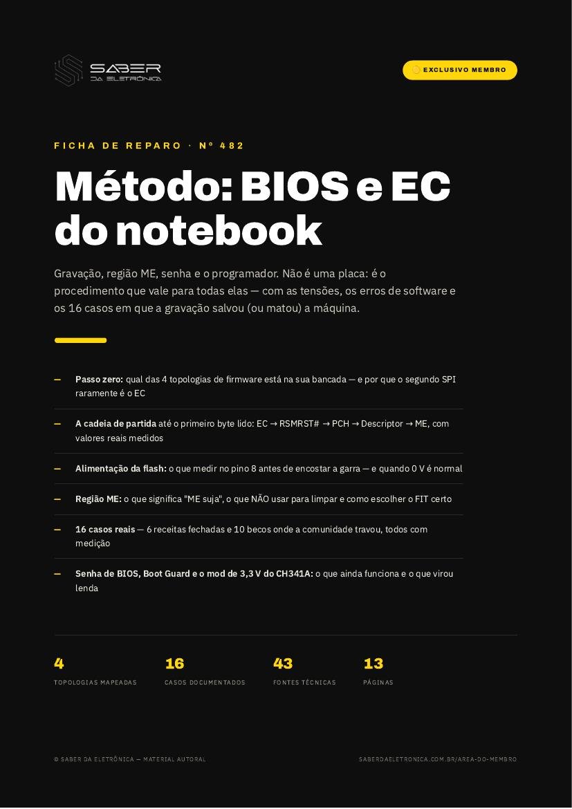 Método: BIOS e EC do notebook — gravação, ME region, senha e o programador (CH341A / RT809) — Ficha de Reparo da placa